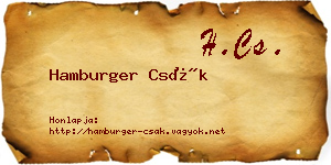 Hamburger Csák névjegykártya